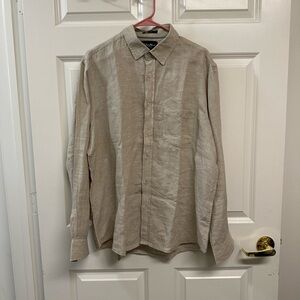 Colorplus 100% Linen Men's Beige Tailored Fit Casual Button Down Shirt Size L